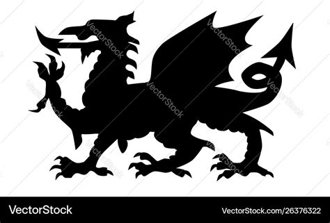 Welsh dragon silhouette Royalty Free Vector Image