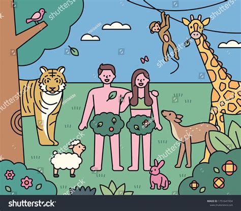 Adam And Eve In The Garden Of Eden Clipart