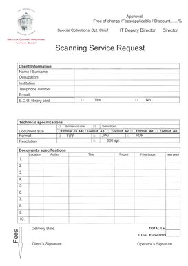 Fillable Online Bcucluj Application Form And Fees For SCANNING SERVICES