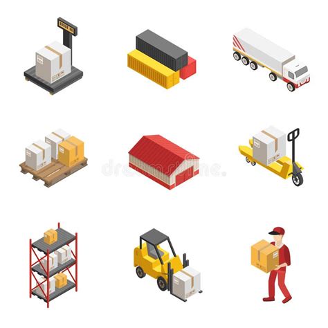 Stock Logistics Isometric Icon Set Stock Vector Illustration Of Goods