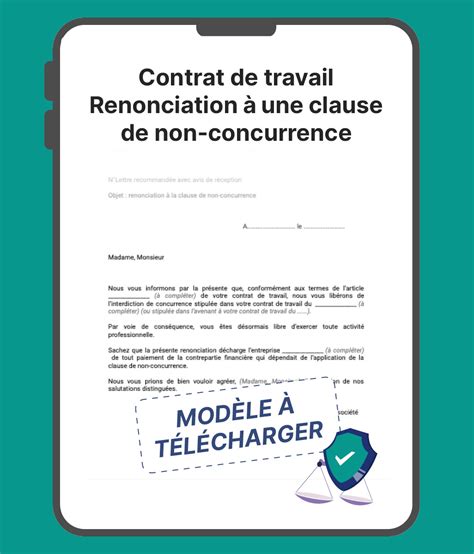 Contrat de travail Renonciation à une clause de non concurrence