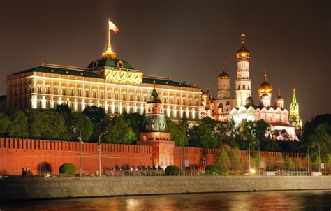 Wallpaper Night City Moscow The Kremlin Russia Russia Moscow