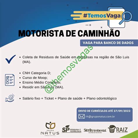 Motorista De Caminhão São Luís Ma 01 Vagas Themos Vagas