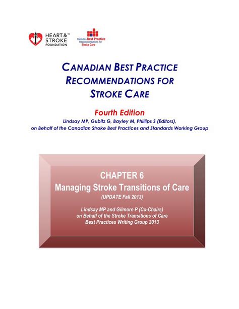 Pdf Chapter 6 Managing Stroke Transitions Of Care  · Canadian Best Practice Recommendations