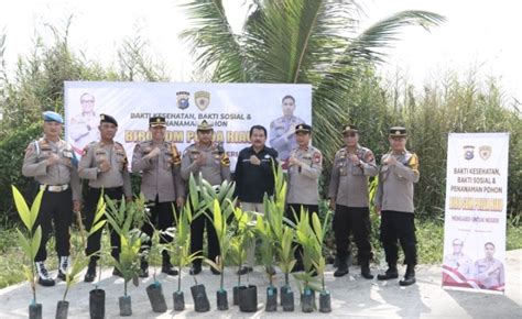 Polres Inhil Tanam Ratusan Pohon Dalam Rangka Rakorbin SDM DIVISI