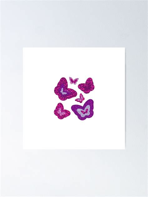 Y2k Butterfly Stickers Poster By Playbunni Redbubble