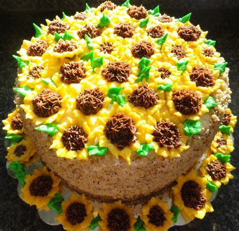 Carrot Cake W Buttercream Sunflowers And Walnut Dust Carrot Cake