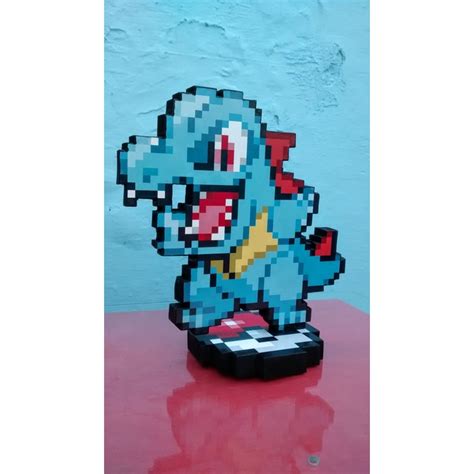 Pok Mon Totodile Pixel Art Base Shopee Brasil