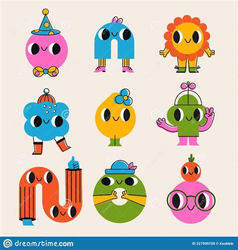 Collection of Abstract Cartoon Characters Vector Set