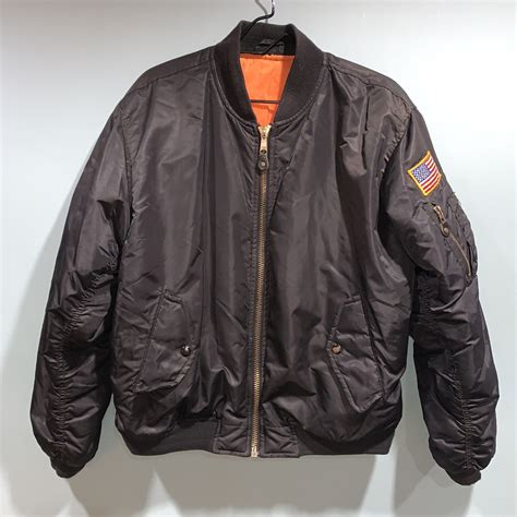 Vintage 80s Usaf Ma 1 Bomber Jacket Reversable Black Gem