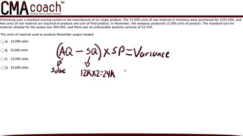 Cma Exam Part 1 Material Quantity Variance Analysis Youtube