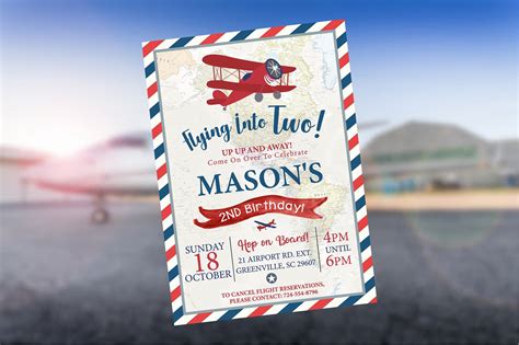 Plane Invitation Airplane Invitation Vintage Plane Etsy