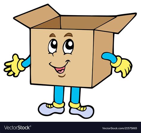 Cartoon cardboard box vector image on VectorStock Caixa de papelão