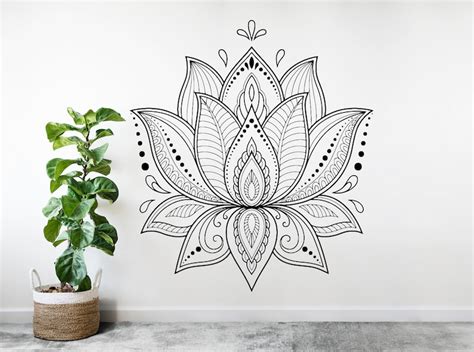 Lotus Wall Decal Lotus Flower Wall Decal Lotus Mandala Etsy