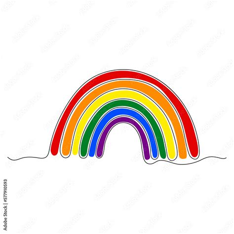 Rainbow LGBT symbol. Pride month. One continuous line illustration of a ...