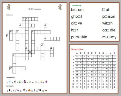 Arbeitsbl Tter Halloween W Rter Suchen R Tsel Leichter Lernen Kreuzwort