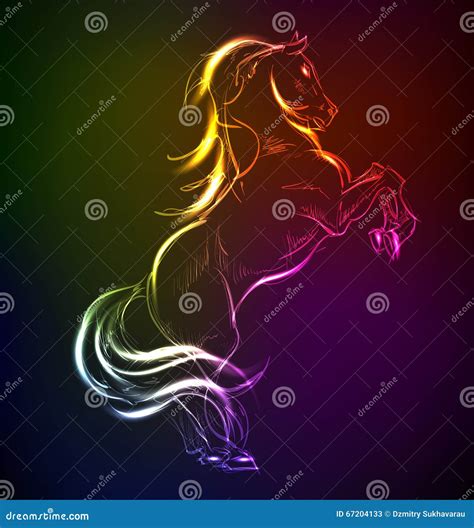 Neon Horse Against A Dark Background Stock Illustration Illustration