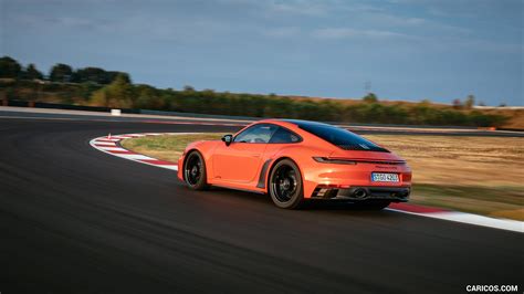 2022 Porsche 911 Carrera 4 GTS (Color: Lava Orange) | Rear Three-Quarter