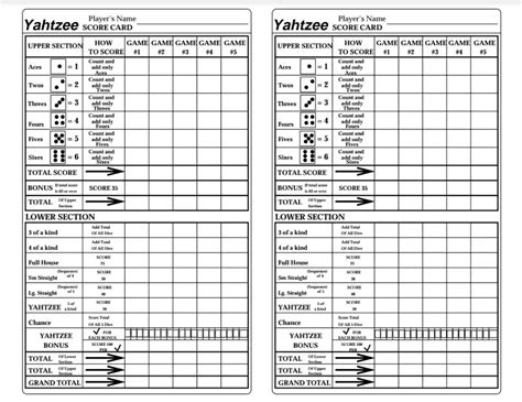 Yahtzee Rules Printable Printable Word Searches Off