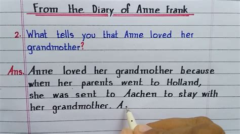 What Tells You That Anne Loved Her Grandmother From The Diary Of