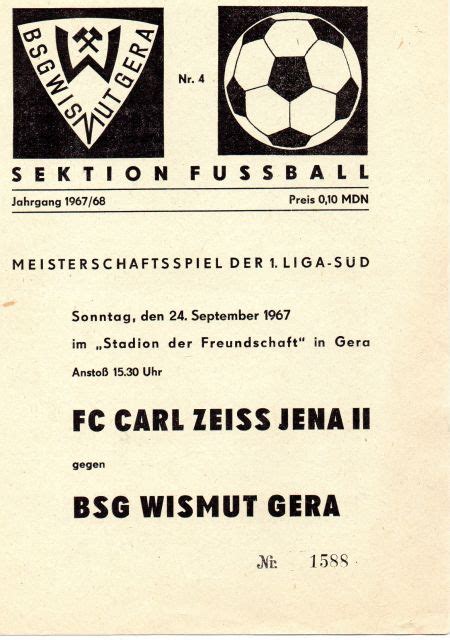 Spieltag Bsg Wismut Gera Fc Carl Zeiss Jena Ii