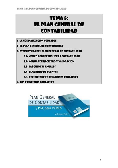 T5 El Pgc CONTABILIDAD TEMA 5 EL PLAN GENERAL DE CONTABILIDAD 1