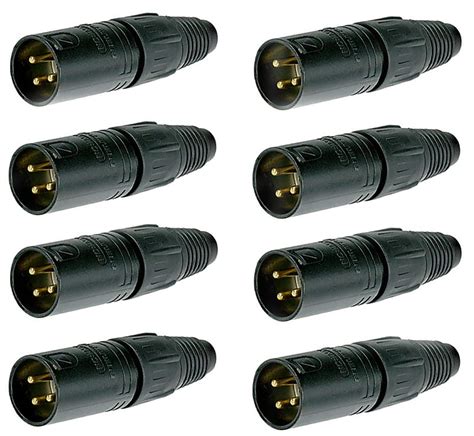 8 Pack NEUTRIK NC3MX B 3 Pin XLR Male Cable Mount Connector Reverb