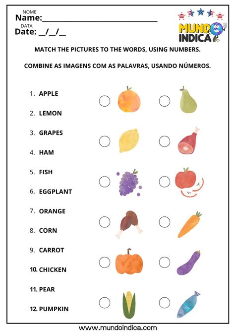Frutas Em Ingles Para Imprimir - 7 Atividades de Inglês com Frutas e Vegetais para Imprimir