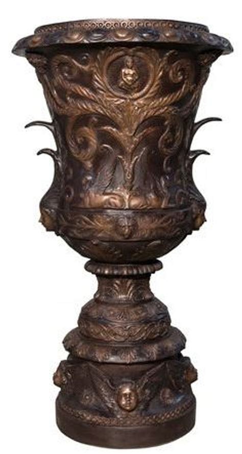 Riesiger Barock Bronze Blumenkübel Pflanzenkübel Jugendstil H 112 x 61