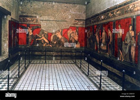 Ritual frescoes in the Initiation Chamber, Villa of the Mysteries ...