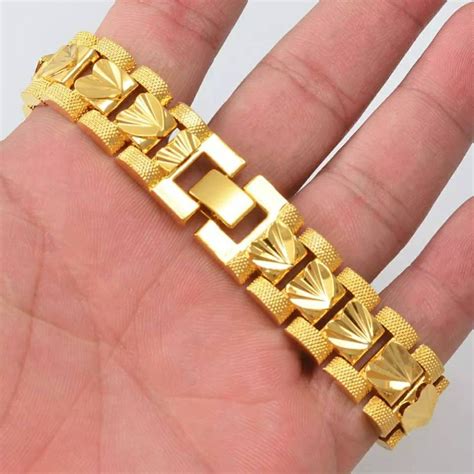 Gold Bracelet For Men 24k Gold Bracelet Wide Bracelet For Etsy