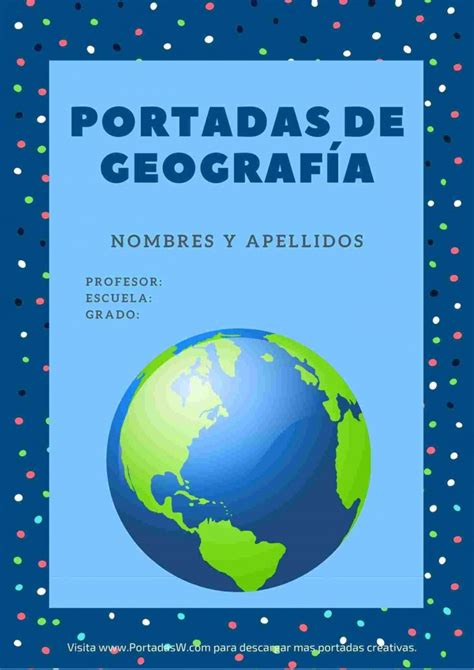 Portada De Geografía Planeta Tierra Para Word