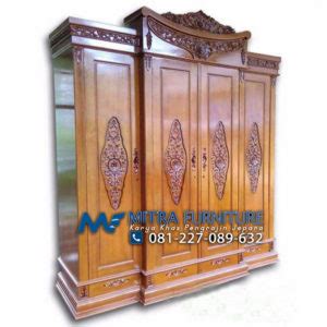 Jual Lemari Pakaian Pintu Jati Ukiran Bunga Mawar Harga Murah