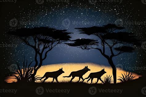 silhouette fox in the sunset time in the jungle. Generative ai. 21598579 Stock Photo at Vecteezy