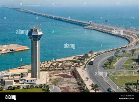 King Fahd Causeway Linking Bahrain And Saudi Arabia In Persian Gulf