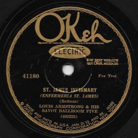 Louis Armstrong And His Savoy Ballroom Five St James Infirmary Save It Pretty Mamma Shellac