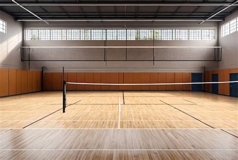 Premium Photo Volleyball Court With Net In Old School Gym Top View