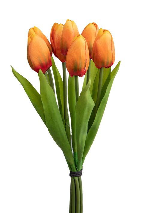 Set Mazzi Di Tulipani Artificiali Altezza Cm Arancio Leroy Merlin