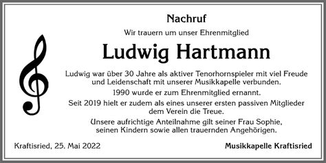 Traueranzeigen Von Ludwig Hartmann Augsburger Allgemeine Zeitung