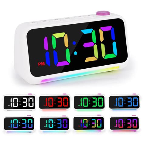 Digital Alarm Clock For Bedrooms Heavy Sleepers Adults Dynamic Rgb 8