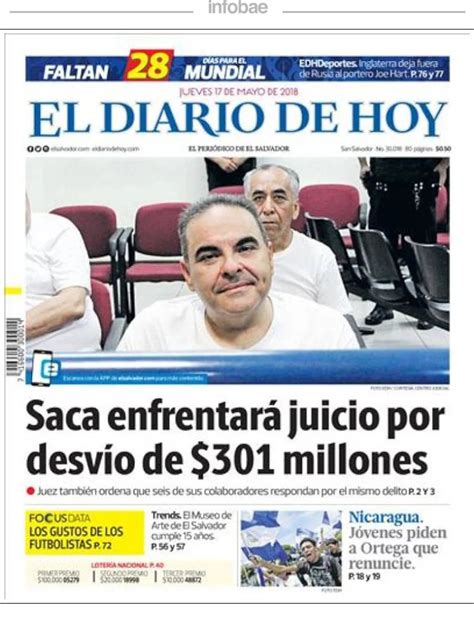 El Diario De Hoy El Salvador 17 De Mayo De 2018 Infobae