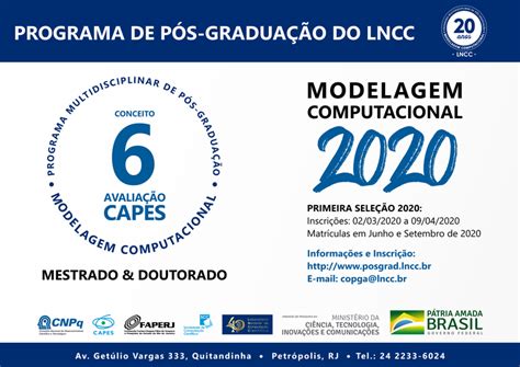 Pós graduação do LNCC em Modelagem Computacional inscrições para a