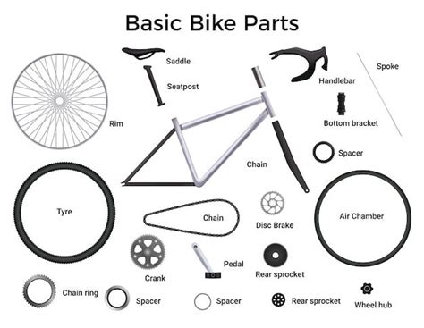 Free Vector Realistic Bicycle Parts Set With Isolated Illustration