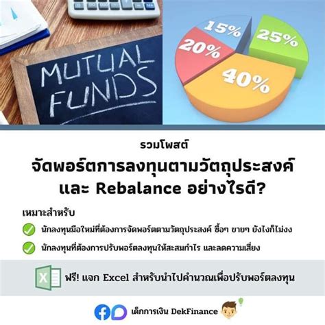 [เด็กการเงิน Dekfinance] รวมโพสต์จัดพอร์ตการลงทุนตามวัตถุประสงค์และการทำ Rebalance เด็กการเงิน