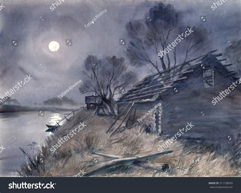 Watercolor Full Moon Stock Illustration 311738099 | Shutterstock