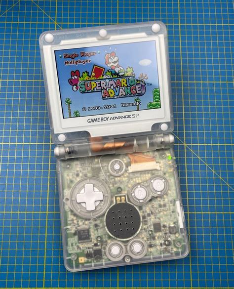 Nintendo Gameboy Advance SP GBA Console Clear Shell With White Buttons