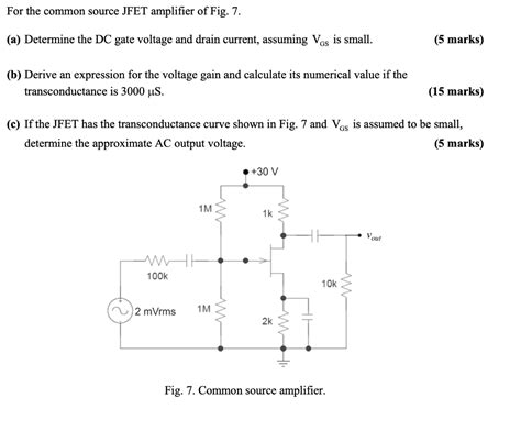 Solved For The Common Source Jfet Amplifier Of Fig 7 A