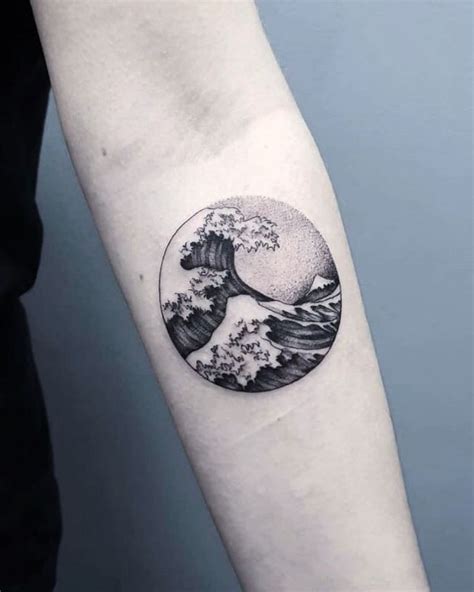 Circle Sea Wave Wavy Tattoo On Forearm Tattoo Ideas January 2020