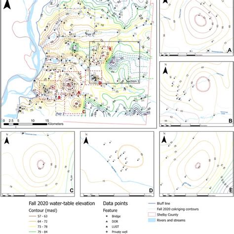 Fall 2020 water-table map. Gray lines represent original contours from ...