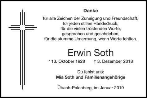 Traueranzeigen Von Erwin Soth Aachen Gedenkt